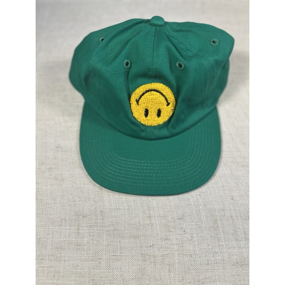Market Smiley Face Hat Green Upside Down Logo 6 Panel Adjustable New